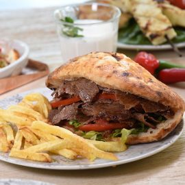 Sandwich with beef gyros